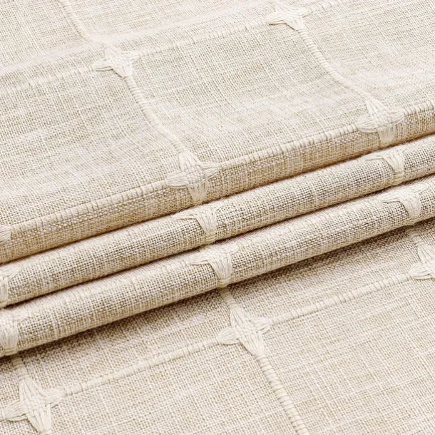 Boho Farmhouse Shower Curtain Set 180cm*180cm(70"*70"), Modern Cotton Linen Fabric Cloth Shower Curtains for Neutral Country Bathroom Decor, Tan Brown Bohemian Rustic