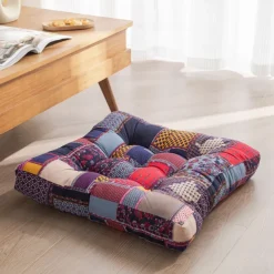 Boho Floor Pillow,Square Floor Seat Cushions Tatami Large Meditation Cushion for Adults, Square Pillows Seating for Yoga Living Room Home Decor, Memory Foam Added