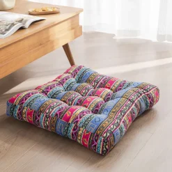Boho Floor Pillow,Square Floor Seat Cushions Tatami Large Meditation Cushion for Adults, Square Pillows Seating for Yoga Living Room Home Decor, Memory Foam Added
