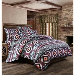 Boho Flower Duvet Cover Full Size Bohemian Lines Bedding Set Aztec Line Bed Sets Geomtric Quilt Cover Soft Lightweight Comforter Cover with 2 Pillowcases for Summer Spring