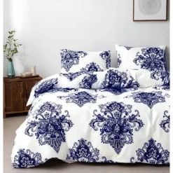 Boho Flower Duvet Cover Full Size Bohemian Lines Bedding Set Aztec Line Bed Sets Geomtric Quilt Cover Soft Lightweight Comforter Cover with 2 Pillowcases for Summer Spring