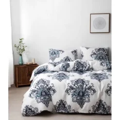 Boho Flower Duvet Cover Full Size Bohemian Lines Bedding Set Aztec Line Bed Sets Geomtric Quilt Cover Soft Lightweight Comforter Cover with 2 Pillowcases for Summer Spring