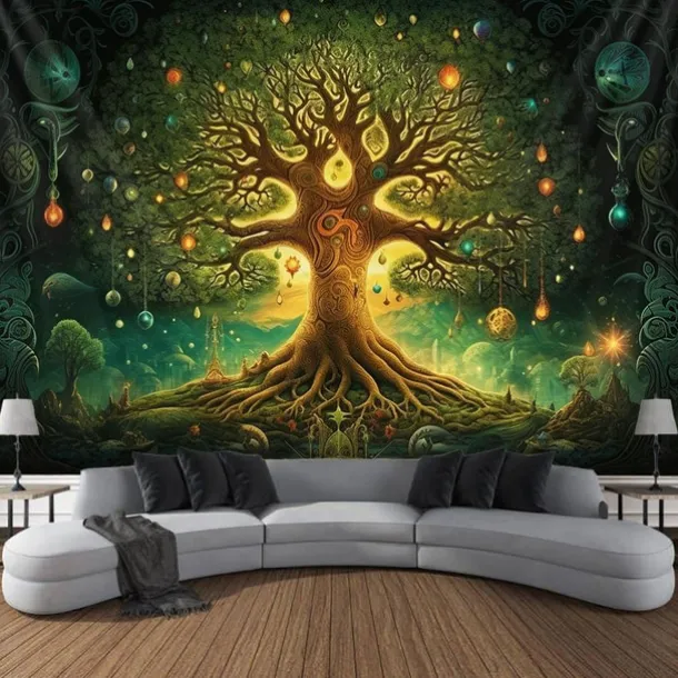 Boho Hanging Tapestry Wall Art Tree of Life Large Tapestry Mural Decor Photograph Backdrop Blanket Curtain Home Bedroom Living Room Decoration