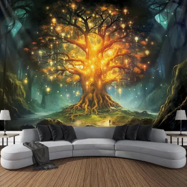 Boho Hanging Tapestry Wall Art Tree of Life Large Tapestry Mural Decor Photograph Backdrop Blanket Curtain Home Bedroom Living Room Decoration