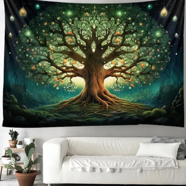 Boho Hanging Tapestry Wall Art Tree of Life Large Tapestry Mural Decor Photograph Backdrop Blanket Curtain Home Bedroom Living Room Decoration