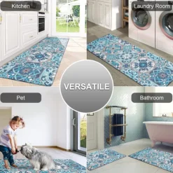 Boho Kitchen Rugs Anti Slip Door Mats for Kitchen Floor Kitchen Rugs and Mats Non Skid Waterproof Kitchen Runner Comfort Standing Mat