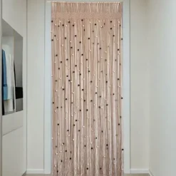 Boho Macrame Beaded Curtain Handmade Door String Curtain for Doorway Window Cotton Tassels Beads Hanging Hippie Room Divider Hallway Closet Bedroom Living Room Decor
