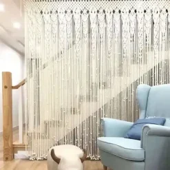 Boho Macrame Curtains Sliding Door Curtain Woven Bohemian Tapestry Decor,Outdoor Curtain Privacy, Patio Wedding Decoration, Room Divider for Pergola, Gazebo, Balcony, Porch
