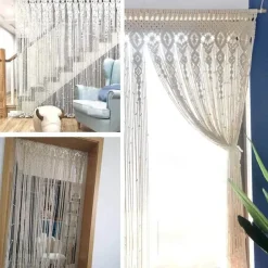 Boho Macrame Curtains Sliding Door Curtain Woven Bohemian Tapestry Decor,Outdoor Curtain Privacy, Patio Wedding Decoration, Room Divider for Pergola, Gazebo, Balcony, Porch