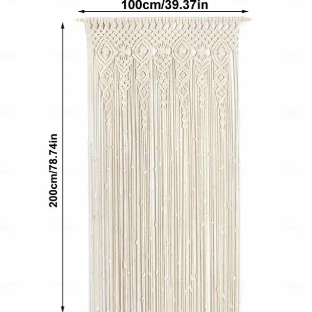 Boho Macrame Curtains Sliding Door Curtain Woven Bohemian Tapestry Decor,Outdoor Curtain Privacy, Patio Wedding Decoration, Room Divider for Pergola, Gazebo, Balcony, Porch