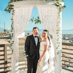 Boho Macrame Curtains Sliding Door Curtain Woven Bohemian Tapestry Decor,Outdoor Curtain Privacy, Patio Wedding Decoration, Room Divider for Pergola, Gazebo, Balcony, Porch