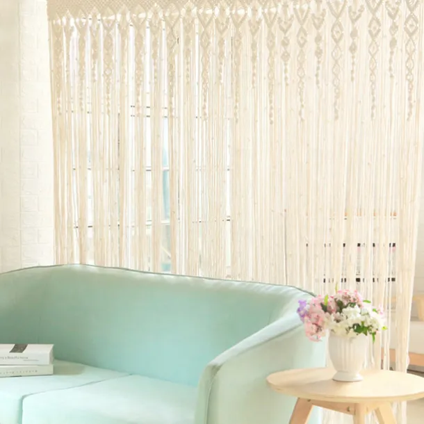 Boho Macrame Curtains Sliding Door Curtain Woven Bohemian Tapestry Decor,Outdoor Curtain Privacy, Patio Wedding Decoration, Room Divider for Pergola, Gazebo, Balcony, Porch