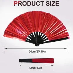 Boots on The Ground Fan Large Holographic Folding Hand Fan Line Dance Popping, Clap Fans for Line Dancing Foldable Craft Holding Laser Colors Hand Fan