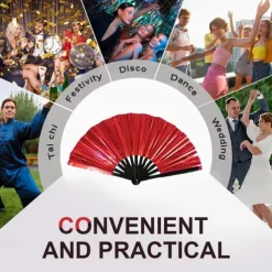 Boots on The Ground Fan Large Holographic Folding Hand Fan Line Dance Popping, Clap Fans for Line Dancing Foldable Craft Holding Laser Colors Hand Fan