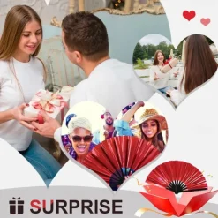 Boots on The Ground Fan Large Holographic Folding Hand Fan Line Dance Popping, Clap Fans for Line Dancing Foldable Craft Holding Laser Colors Hand Fan