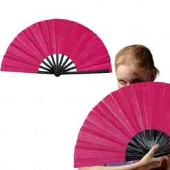 Boots on The Ground Fan Large Holographic Folding Hand Fan Line Dance Popping Fan, Clap Fans for Line Dancing Foldable Craft Holding Laser Colors Hand Fan