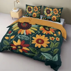 Botanical Floral Duvet Cover Set - Includes Duvet Cover and Pillowcases - Elegant Nature-Inspired Design - Soft and Comfortable Fabric - Perfect for Bedroom Decor