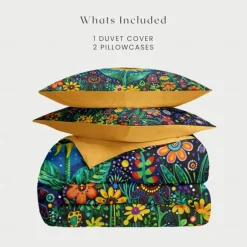 Botanical Floral Duvet Cover Set - Includes Duvet Cover and Pillowcases - Elegant and Nature-Inspired Design - Soft and Comfortable Fabric - Perfect for Bedroom Decor