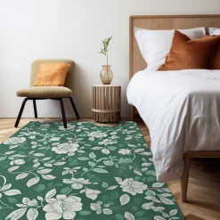 Botanical Green Area Rug Kitchen Mat Non-Slip Oil Proof Floor Mat Livingroom Rug Indoor Outdoor Mat Bedroom Decor Bathroom Mat Entrance Rug Door Mat Bird Tree of Life