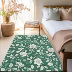 Botanical Green Area Rug Kitchen Mat Non-Slip Oil Proof Floor Mat Livingroom Rug Indoor Outdoor Mat Bedroom Decor Bathroom Mat Entrance Rug Door Mat Bird Tree of Life