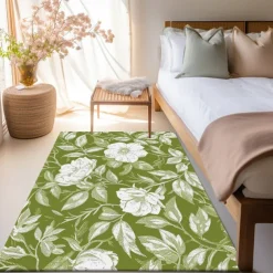 Botanical Green Area Rug Kitchen Mat Non-Slip Oil Proof Floor Mat Livingroom Rug Indoor Outdoor Mat Bedroom Decor Bathroom Mat Entrance Rug Door Mat Bird Tree of Life