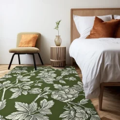 Botanical Green Area Rug Kitchen Mat Non-Slip Oil Proof Floor Mat Livingroom Rug Indoor Outdoor Mat Bedroom Decor Bathroom Mat Entrance Rug Door Mat Bird Tree of Life