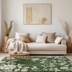 Botanical Green Area Rug Kitchen Mat Non-Slip Oil Proof Floor Mat Livingroom Rug Indoor Outdoor Mat Bedroom Decor Bathroom Mat Entrance Rug Door Mat Bird Tree of Life