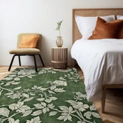 Botanical Green Area Rug Kitchen Mat Non-Slip Oil Proof Floor Mat Livingroom Rug Indoor Outdoor Mat Bedroom Decor Bathroom Mat Entrance Rug Door Mat Bird Tree of Life