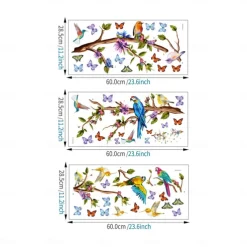 Branches Flowers Birds Butterflies Transferable Wall Stickers Home Decoration Wall Decals Bedroom Living Room Study 3pcs