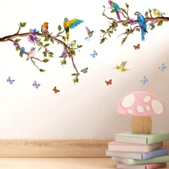 Branches Flowers Birds Butterflies Transferable Wall Stickers Home Decoration Wall Decals Bedroom Living Room Study 3pcs