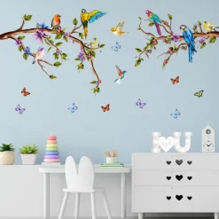 Branches Flowers Birds Butterflies Transferable Wall Stickers Home Decoration Wall Decals Bedroom Living Room Study 3pcs