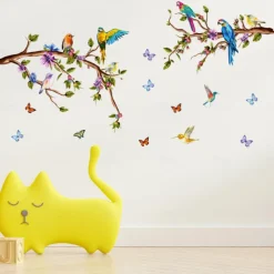 Branches Flowers Birds Butterflies Transferable Wall Stickers Home Decoration Wall Decals Bedroom Living Room Study 3pcs