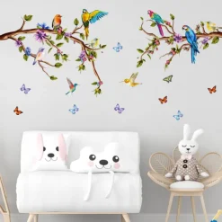 Branches Flowers Birds Butterflies Transferable Wall Stickers Home Decoration Wall Decals Bedroom Living Room Study 3pcs