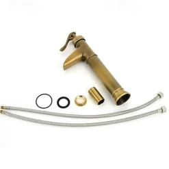 Brass Antique Bronze Bathroom Sink Faucet, Wall Mount Waterfall Single Handle One Hole Bath Taps with Hot and Cold Switch and Ceramic Valve