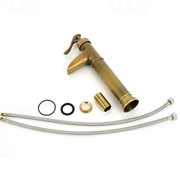 Brass Antique Bronze Bathroom Sink Faucet, Wall Mount Waterfall Single Handle One Hole Bath Taps with Hot and Cold Switch and Ceramic Valve