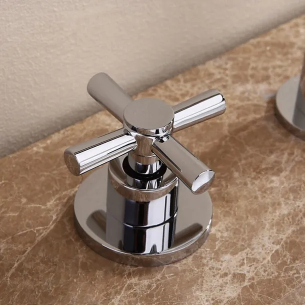 Brass Bathroom Faucet, Chrome Two Handles Three Holes Widerspread Contemporary Bathroom Sink Faucet with Hot and Cold Water