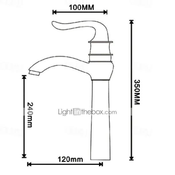 Brass Bathroom Sink Faucet,Waterfall Antique Brass Widespread Water Flow Single Handle One Hole Bath Taps with Hot and Cold Switch