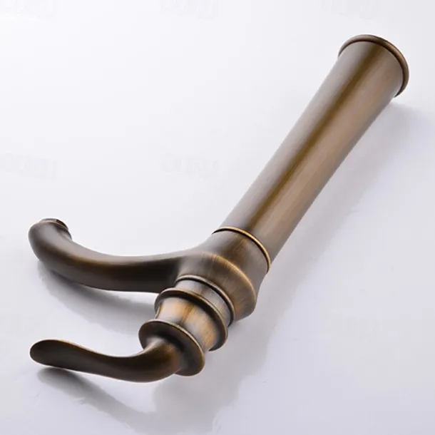 Brass Bathroom Sink Faucet,Waterfall Antique Brass Widespread Water Flow Single Handle One Hole Bath Taps with Hot and Cold Switch