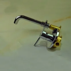 Brass Bathroom Sink Faucet,Silvery Wall Mount Chrome Single Handle Two Holes Bath Taps with Hot and Cold Switch