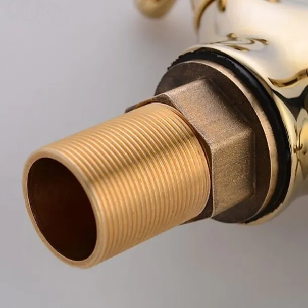 Brass Bathroom Sink Faucet,Centerset Ti-PVD Centerset Two Handles One Hole Bath Taps with Cold and Hot Switch