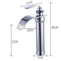 Brass Bathroom Sink Faucet,Waterfall Rose Gold Centerset Single Handle One Hole Bath Taps with Hot and Cold Water