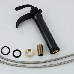 Brass Bathroom Sink Faucet,Waterfall Rose Gold Centerset Single Handle One Hole Bath Taps with Hot and Cold Water