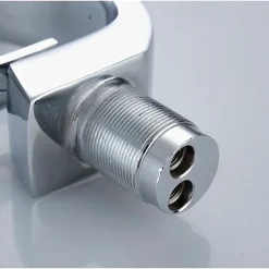 Brass Bathroom Sink Mixer Faucet, Silvery Single Handle One Hole Basin Taps Chrome Finish Bathroom Faucet with Hot and Cold Water