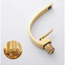 Brass Bathroom Sink Mixer Faucet, Silvery Single Handle One Hole Basin Taps Chrome Finish Bathroom Faucet with Hot and Cold Water