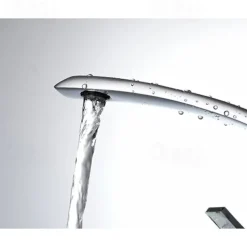 Brass Bathroom Sink Mixer Faucet, Silvery Single Handle One Hole Basin Taps Chrome Finish Bathroom Faucet with Hot and Cold Water