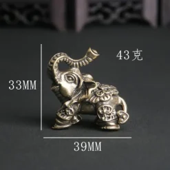 Brass Elephant Couple Desktop Figurine, Distressed Table Deoration Finish, Unique Home Decor And Gift For Friends