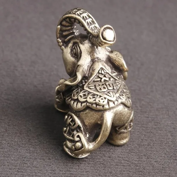 Brass Elephant Couple Desktop Figurine, Distressed Table Deoration Finish, Unique Home Decor And Gift For Friends