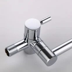 Brass Kitchen Faucet,Silvery Wall Mounted Rotatable Foldable Single Handle One Hole Bath Taps with Cold Water Only