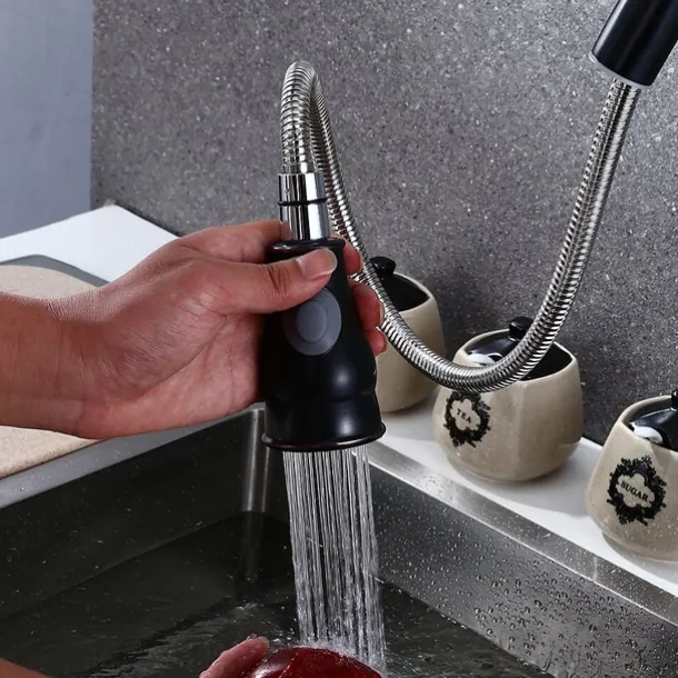 Brass Kitchen Faucet,Single Handle One Hole Oil-rubbed Bronze Pull-out Spray Widespread Tall High Arc Vessel Antique Kitchen Taps with Hot and Cold Switch