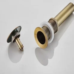 Brass Pop Up Sink Drain Stopper with Overflow Bathroom Faucet Vessel Vanity Sink Drainer